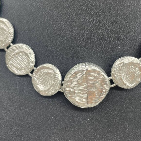 Textured Multicolor Crystal Link Bib Necklace Silver Tone Hippie Bohemian Boho - Picture 7 of 7